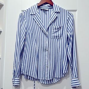 Blue & White striped button down blouse